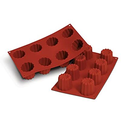silikomart SF050 Silikonform für CANNELÉ Monoportionen, antihaftbeschichtet, 8 Hohlräume, 1er Pack Kuchenform, Ø 55 h 50 mm, Made in Italy silikomart SF050 Silikonform für CANNELÉ Monoportionen, antihaftbeschichtet, 8 Hohlräume, 1er Pack Kuchenform, Ø 55 h 50 mm, Made in Italy