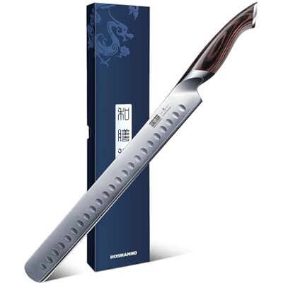 HOSHANHO Schinkenmesser 30cm, Fleischmesser Profi Messer, Extra Scharfe Edelstahl Tranchiermesser, Brisketmesser für Fleisch und BBQ mit Ergonomischem Griff HOSHANHO Schinkenmesser 30cm, Fleischmesser Profi Messer, Extra Scharfe Edelstahl Tranchiermesser, Brisketmesser für Fleisch und BBQ mit Ergonomischem Griff