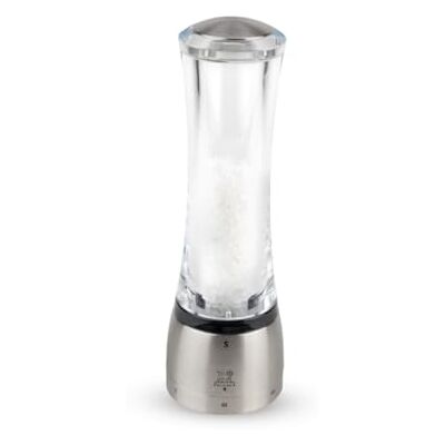 Peugeot Salzmühle Daman u‘Select 21 cm 6 voreingestellte Mahlgrade Innovatives Zirlion-Mahlwerk für pulverfeines Salz Aus Edelstahl und Acryl Französisches Know-how Peugeot Salzmühle Daman u‘Select 21 cm 6 voreingestellte Mahlgrade Innovatives Zirlion-Mahlwerk für pulverfeines Salz Aus Edelstahl und Acryl Französisches Know-how