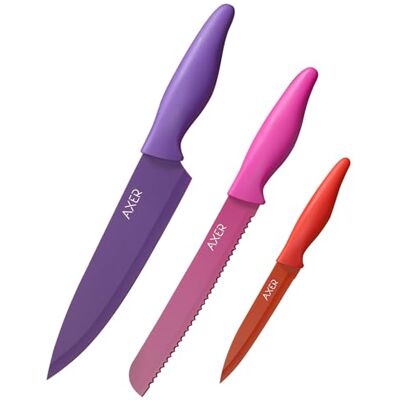 Axer Scharfe Messer Set für Küche 3-teilig Küchen Messerset Bunt Sehr Scharfe Küchenmesser Set Profi Koch Messerset Edelstahl Bunte Messer Set Hochwertig Kitchen Knife Set Axer Scharfe Messer Set für Küche 3-teilig Küchen Messerset Bunt Sehr Scharfe Küchenmesser Set Profi Koch Messerset Edelstahl Bunte Messer Set Hochwertig Kitchen Knife Set