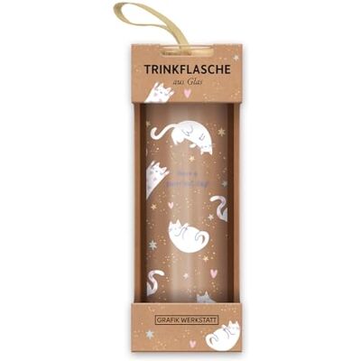 Grafik-Werkstatt Trinkflasche aus Glas mit lustigem Spruch mit Griffschlaufe 550 ml Have a purrrrfect day!, Bunt Grafik-Werkstatt Trinkflasche aus Glas mit lustigem Spruch mit Griffschlaufe 550 ml Have a purrrrfect day!, Bunt