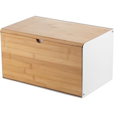 Florina Brotkasten BRUSTO 35,5 x 21,5 x 19,5 cm I Brotbox aus Stahl und Bambus-Deckel I Geräumiger und moderner Brotbehälter I Brotaufbewahrung Länger Frisch I Brotdose für Küche I Farbe: Weiß Florina Brotkasten BRUSTO 35,5 x 21,5 x 19,5 cm I Brotbox aus Stahl und Bambus-Deckel I Geräumiger und moderner Brotbehälter I Brotaufbewahrung Länger Frisch I Brotdose für Küche I Farbe: Weiß