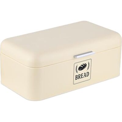 Relaxdays Brotkasten, Brotbox mit Deckel & Griff, HBT: 17x42x24 cm, Brot aufbewahren, Brotkiste Retro, Metall, beige Relaxdays Brotkasten, Brotbox mit Deckel & Griff, HBT: 17x42x24 cm, Brot aufbewahren, Brotkiste Retro, Metall, beige