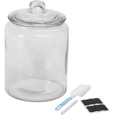Relaxdays Vorratsglas mit Deckel, 6 l, Glas, HxD: 30 x 20 cm, runde Vorratsdose, luftdichter Glasbehälter, transparent Relaxdays Vorratsglas mit Deckel, 6 l, Glas, HxD: 30 x 20 cm, runde Vorratsdose, luftdichter Glasbehälter, transparent