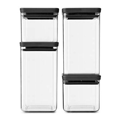 Brabantia 4er-Set Vorratsdose Eckig, Tasty+, Dunk Grau Brabantia 4er-Set Vorratsdose Eckig, Tasty+, Dunk Grau