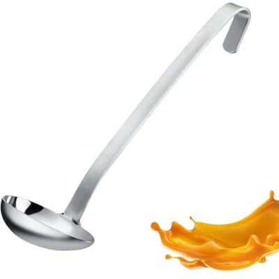 Westmark Soßenlöffel Pro – Praktische Edelstahl Soßenkelle – Suppenkelle mit Ausgießer & Aufhängehaken – Servierlöffel – Silber, 27 cm Westmark Soßenlöffel Pro – Praktische Edelstahl Soßenkelle – Suppenkelle mit Ausgießer & Aufhängehaken – Servierlöffel – Silber, 27 cm
