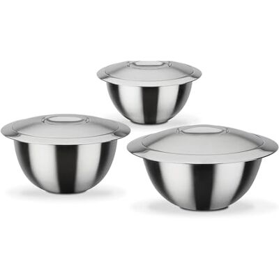 GSW Servier-Thermoschüssel – hochwertiges Servierschüssel-Set bestehend aus 3 Schüsseln mit Deckel, doppelwandige Isolierung warm und kalt – Edelstahl, rostfrei, 6-teilig, Silber GSW Servier-Thermoschüssel – hochwertiges Servierschüssel-Set bestehend aus 3 Schüsseln mit Deckel, doppelwandige Isolierung warm und kalt – Edelstahl, rostfrei, 6-teilig, Silber