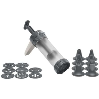 Lurch Gebäckpresse zur Herstellung von Spritzgebäck mit 9 Motivscheiben und 8 Tüllen, Iron Grey/Weiß, Ø 11,5 Lurch Gebäckpresse zur Herstellung von Spritzgebäck mit 9 Motivscheiben und 8 Tüllen, Iron Grey/Weiß, Ø 11,5