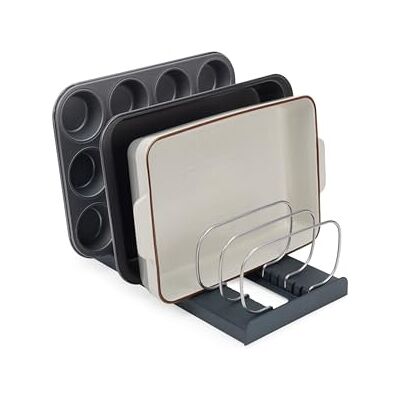 Joseph Joseph DrawerStore Kochgeschirr Organizer, Backbleche, Platzsparende Aufbewahrung für Pfannen, Deckel, Schneidebretter, 20.6 cm, Anthrazit Joseph Joseph DrawerStore Kochgeschirr Organizer, Backbleche, Platzsparende Aufbewahrung für Pfannen, Deckel, Schneidebretter, 20.6 cm, Anthrazit