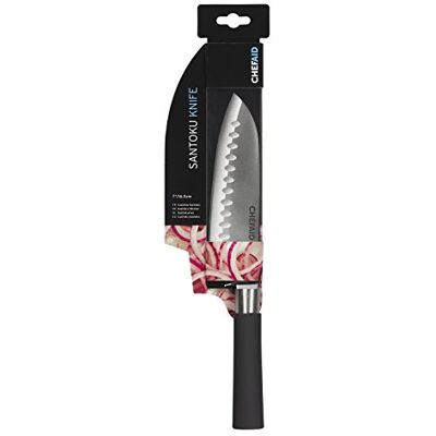 Chef Aid Santoku Messer 18 cm aus Edelstahl, klinge und rutschfester Griff Küchenmesser für präzises Schneiden von Gemüse, Fleisch und Brot Chef Aid Santoku Messer 18 cm aus Edelstahl, klinge und rutschfester Griff Küchenmesser für präzises Schneiden von Gemüse, Fleisch und Brot