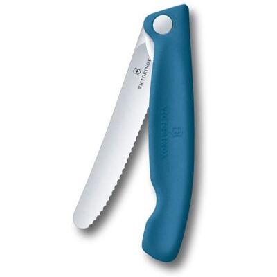 Victorinox Swiss Classic Faltbares Picknick-Messer für Wanderungen, Obst, Gemüse, Brötchen, Wurst, mit Wellenschliff, Extra Scharf, Blau Victorinox Swiss Classic Faltbares Picknick-Messer für Wanderungen, Obst, Gemüse, Brötchen, Wurst, mit Wellenschliff, Extra Scharf, Blau