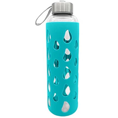 Gedalabels Trinkflasche Silikon türkis 500ml Glas Glasflasche Flasche Glas Schule Unterwegs Reisen Sport Trinken Gedalabels Trinkflasche Silikon türkis 500ml Glas Glasflasche Flasche Glas Schule Unterwegs Reisen Sport Trinken