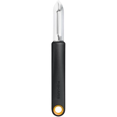Fiskars Functional Form Schäler mit feststehender Klinge, Universalschäler für Obst und Gemüse, Scharfe Spitze, Edelstahl-Klinge/Kunststoff-Griff, Schwarz/Orange, 1079907 Fiskars Functional Form Schäler mit feststehender Klinge, Universalschäler für Obst und Gemüse, Scharfe Spitze, Edelstahl-Klinge/Kunststoff-Griff, Schwarz/Orange, 1079907