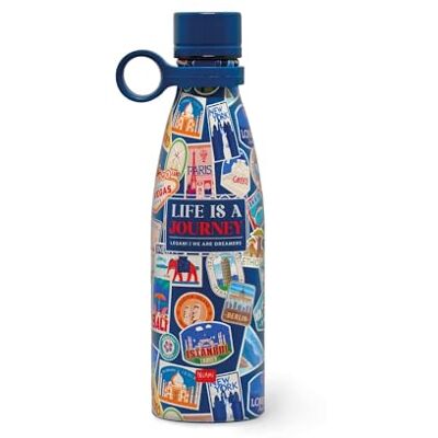 LEGAMI Thermosflasche Hot&Cold, Travel Stickers, 500 ml, luftdichter Verschluss, 12 Stunden heiße Getränke, 24 Stunden kalte Getränke, Abnehmbarer Silikongriff, aus Edelstahl, BPA-frei LEGAMI Thermosflasche Hot&Cold, Travel Stickers, 500 ml, luftdichter Verschluss, 12 Stunden heiße Getränke, 24 Stunden kalte Getränke, Abnehmbarer Silikongriff, aus Edelstahl, BPA-frei