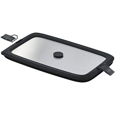 RÖSLE Edelstahldeckel FLEXX 2GO 1,0 L eckig mit Clips für Lunchbox, Silikonrand, aromadicht, Silikonventil, silberfarben/schwarz RÖSLE Edelstahldeckel FLEXX 2GO 1,0 L eckig mit Clips für Lunchbox, Silikonrand, aromadicht, Silikonventil, silberfarben/schwarz