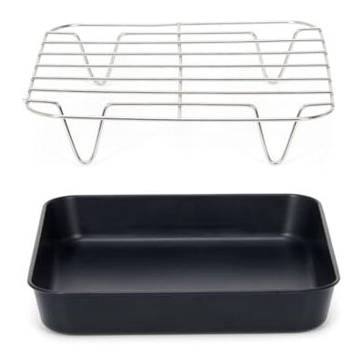 patisse 72855, Set, quadratisch, Stahl, beschichtet, ohne PFAS 20 cm + Grillrost aus Edelstahl, 20 cm, für Heißluftfritteuse XL & XXL, Schwarz patisse 72855, Set, quadratisch, Stahl, beschichtet, ohne PFAS 20 cm + Grillrost aus Edelstahl, 20 cm, für Heißluftfritteuse XL & XXL, Schwarz