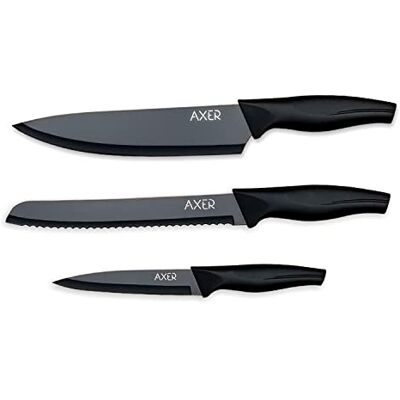 Axer Küchen Messerset Schwarz Scharfe Küchenmesser 3-teilig Messer Set Scharf Küche Kitchen Knife Set Küchenmesser Schwarz Axer Küchen Messerset Schwarz Scharfe Küchenmesser 3-teilig Messer Set Scharf Küche Kitchen Knife Set Küchenmesser Schwarz