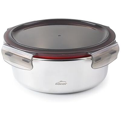 LACOR 64616 Runder Ecoinox-Lebensmittelbehälter, Edelstahl 18/10, 1500 ml, Geeignet für Mikrowelle, Backofen, Gefrierschrank und Geschirrspüler, luftdicht, 4 Clipverschlüsse, BPA-frei LACOR 64616 Runder Ecoinox-Lebensmittelbehälter, Edelstahl 18/10, 1500 ml, Geeignet für Mikrowelle, Backofen, Gefrierschrank und Geschirrspüler, luftdicht, 4 Clipverschlüsse, BPA-frei