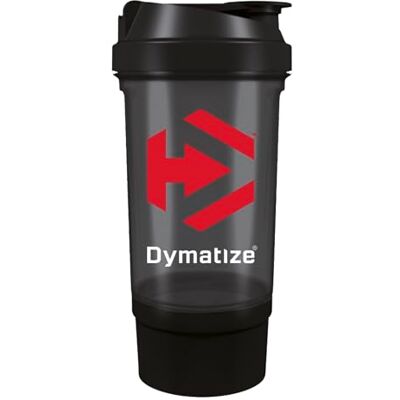 Dymatize Protein Shaker 500ml mit Pulverfach & Transportbox für Kapseln & Pulver – Eiweiß Shaker mit Sieb & Mess-Skala auslaufsicher & Spülmaschinengeeignet, BPA & DHEP frei Dymatize Protein Shaker 500ml mit Pulverfach & Transportbox für Kapseln & Pulver – Eiweiß Shaker mit Sieb & Mess-Skala auslaufsicher & Spülmaschinengeeignet, BPA & DHEP frei