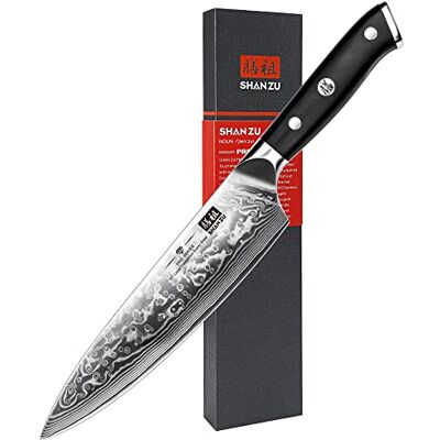 SHAN ZU Damastmesser Kochmesser 67 Schichten Damaststahl Küchenmesser mit G10 Griff 20CM PRO Series SHAN ZU Damastmesser Kochmesser 67 Schichten Damaststahl Küchenmesser mit G10 Griff 20CM PRO Series