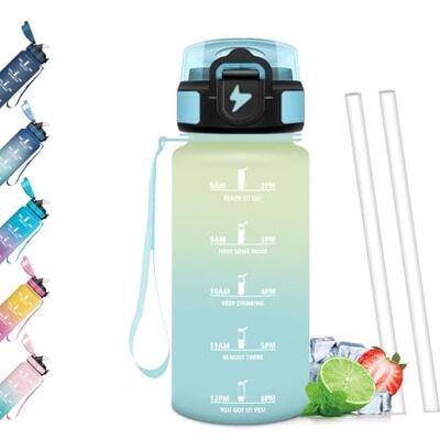 Mulbijeo Trinkflasche, Zeitanreiz, Trinkflasche Kinder 500ML BPA-Frei, Wasserflasche Kohlensäure Geeignet, Wasserflasche mit Strohhalm, Auslaufsicher, Flasche für Joggen, Schule, Büro, Reiten Mulbijeo Trinkflasche, Zeitanreiz, Trinkflasche Kinder 500ML BPA-Frei, Wasserflasche Kohlensäure Geeignet, Wasserflasche mit Strohhalm, Auslaufsicher, Flasche für Joggen, Schule, Büro, Reiten