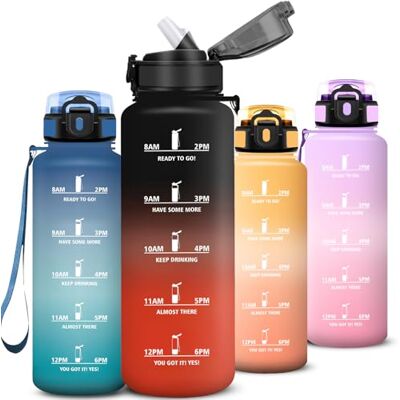 Mujigaga Trinkflasche 1 5 liter Auslaufsichere, Wasserflasche mit Strohhalm, Sichere Verriegelung, Trinkflasche Sport, Mit Zeitmarkierung und Schnürung, Flasche für Gym, Reisen, Wandern, Erwachsene Mujigaga Trinkflasche 1 5 liter Auslaufsichere, Wasserflasche mit Strohhalm, Sichere Verriegelung, Trinkflasche Sport, Mit Zeitmarkierung und Schnürung, Flasche für Gym, Reisen, Wandern, Erwachsene