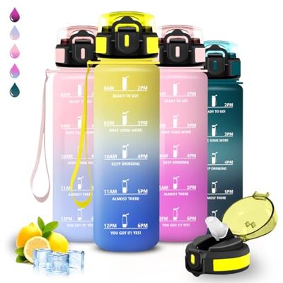 Grsta Trinkflasche 1l, Trinkflasche Sport, Wasserflasche mit Strohhalm, Auslaufsicher, Wasserflasche Kohlensäure Geeignet, Kann mit dir Tragen, Flasche mit Zeitmarkierung, für Fitness, Wandern, Camping Grsta Trinkflasche 1l, Trinkflasche Sport, Wasserflasche mit Strohhalm, Auslaufsicher, Wasserflasche Kohlensäure Geeignet, Kann mit dir Tragen, Flasche mit Zeitmarkierung, für Fitness, Wandern, Camping