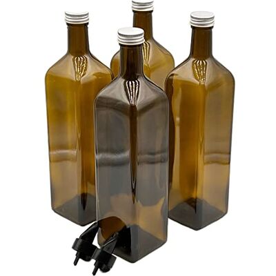 Devitre 4er Set Ölflasche 1000 ml mit 2x Ausgießer aus Kunststoff und Etiketten Devitre 4er Set Ölflasche 1000 ml mit 2x Ausgießer aus Kunststoff und Etiketten