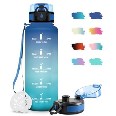 JAPORIA Trinkflasche Auslaufsicher 1.5L, Motivierende Trinkflasche mit Zeitmarkierung, Kohlensäure Geeignet, Sportflasche mit Filter, Wasserflasche Sport für Laufen, Bergsteigen, Reisen, Radtouren JAPORIA Trinkflasche Auslaufsicher 1.5L, Motivierende Trinkflasche mit Zeitmarkierung, Kohlensäure Geeignet, Sportflasche mit Filter, Wasserflasche Sport für Laufen, Bergsteigen, Reisen, Radtouren