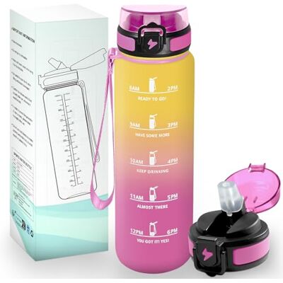 HoneyHolly Trinkflasche 1L, BPA-Frei, Trinkflasche Kohlensäure Geeignet, Wasserflasche Auslaufsicher, Sportflasche mit Strohhalm, Wasserflasche Sport für Fahrrad, Fitness, Laufen, Wandern HoneyHolly Trinkflasche 1L, BPA-Frei, Trinkflasche Kohlensäure Geeignet, Wasserflasche Auslaufsicher, Sportflasche mit Strohhalm, Wasserflasche Sport für Fahrrad, Fitness, Laufen, Wandern