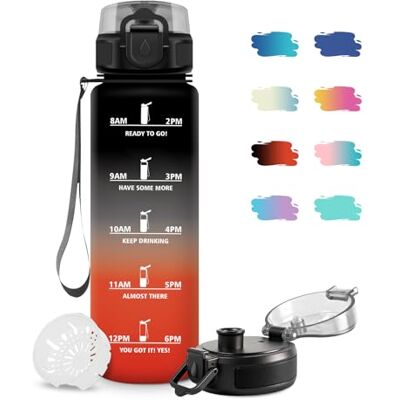 JAPORIA Trinkflasche 500ml, Sport Wasserflasche mit Filter, Kohlensäure Geeignet, Motivierende Trinkflasche mit Zeitmarkierung, Auslaufsicher Wasserflasche für Laufen, Wandern, Reisen, Radfahren JAPORIA Trinkflasche 500ml, Sport Wasserflasche mit Filter, Kohlensäure Geeignet, Motivierende Trinkflasche mit Zeitmarkierung, Auslaufsicher Wasserflasche für Laufen, Wandern, Reisen, Radfahren