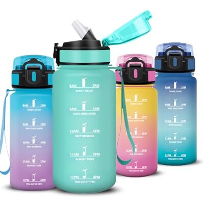 Mujigaga Wasserflasche 0 5 liter, Trinkflasche mit Strohhalm Kinder, Trinkflasche Auslaufsicher, Wasserflasche mit Zeitmarkierung, Leicht zu Reinigen, Flasche für Schule, Büro, Running, Fitness, Outdoor Mujigaga Wasserflasche 0 5 liter, Trinkflasche mit Strohhalm Kinder, Trinkflasche Auslaufsicher, Wasserflasche mit Zeitmarkierung, Leicht zu Reinigen, Flasche für Schule, Büro, Running, Fitness, Outdoor