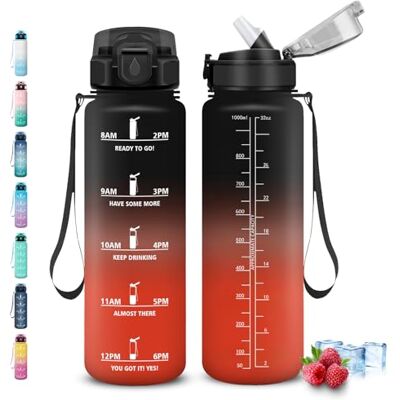 Grsta Trinkflasche 1l, Trinkflasche mit Strohhalm, Wasserflasche mit Motivierendem Slogan, Wasserflasche Auslaufsicher, Kann mit Dir Tragen, Flasche für Running, Camping, Wandern Grsta Trinkflasche 1l, Trinkflasche mit Strohhalm, Wasserflasche mit Motivierendem Slogan, Wasserflasche Auslaufsicher, Kann mit Dir Tragen, Flasche für Running, Camping, Wandern