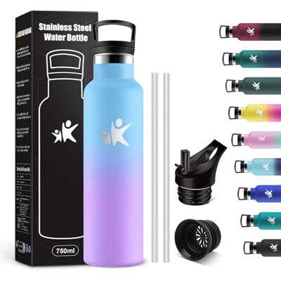 KollyKolla Thermosflasche 750ml, Wasserflasche Kohlensäure Geeignet, Auslaufsicher Wasserflasche mit Strohhalm, BPA-Frei, Doppelwandige Vakuumisolierte, Trinkflasche für Schule, Reisen, Camping KollyKolla Thermosflasche 750ml, Wasserflasche Kohlensäure Geeignet, Auslaufsicher Wasserflasche mit Strohhalm, BPA-Frei, Doppelwandige Vakuumisolierte, Trinkflasche für Schule, Reisen, Camping