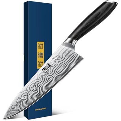 HOSHANHO Kochmesser Küchenmesser 20 cm Extra Scharfe Messerklinge Chefmesser Profi Messer aus Hochwertigem Edelstahl mit Ergonomischer Griff HOSHANHO Kochmesser Küchenmesser 20 cm Extra Scharfe Messerklinge Chefmesser Profi Messer aus Hochwertigem Edelstahl mit Ergonomischer Griff
