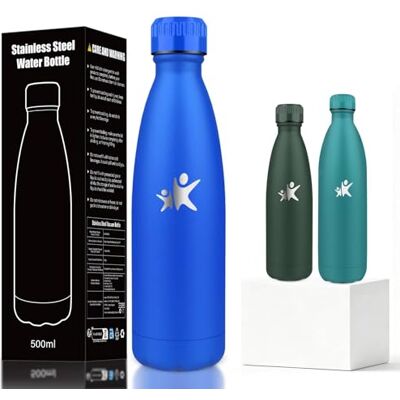 Mujigaga Trinkflasche Edelstahl, Trinkflasche 0 5 liter, Thermosflasche Auslaufsicher, 24h Kalt & 12h Warm, Wasserflasche Metall, Wasserflasche Doppelwandig, Flasche für Schule, Büro, Camping Mujigaga Trinkflasche Edelstahl, Trinkflasche 0 5 liter, Thermosflasche Auslaufsicher, 24h Kalt & 12h Warm, Wasserflasche Metall, Wasserflasche Doppelwandig, Flasche für Schule, Büro, Camping