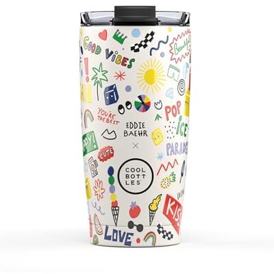 Cool Bottles Thermoskanne, Edelstahl Thermoskanne, Kaffeebecher 10 Stunden kaltes Gebräu und 5 Stunden heißes luftdichter Deckel, BPA frei Good Vibes, 550 ml Cool Bottles Thermoskanne, Edelstahl Thermoskanne, Kaffeebecher 10 Stunden kaltes Gebräu und 5 Stunden heißes luftdichter Deckel, BPA frei Good Vibes, 550 ml