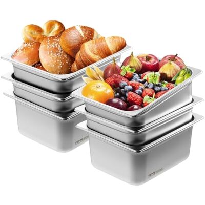 VEVOR GN 1/2 Gastronormbehälter, Edelstahl Behälter 6 Stk. 325 x 266 x 148 mm Speisebehälter, kommerzieller Dampfpfanne Warmhaltebehälter, Hotelpfanne Tisch Food Pan Buffet VEVOR GN 1/2 Gastronormbehälter, Edelstahl Behälter 6 Stk. 325 x 266 x 148 mm Speisebehälter, kommerzieller Dampfpfanne Warmhaltebehälter, Hotelpfanne Tisch Food Pan Buffet