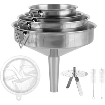 ASelected 5 Stück Edelstahl Trichter Set Trichter Edelstahl Küche Trichter mit Griff Marmeladentrichter mit Sieb Filter Reinigungsbürste zum Übertragen von Flüssigkeiten Öl Saft Marmelade Pulver ASelected 5 Stück Edelstahl Trichter Set Trichter Edelstahl Küche Trichter mit Griff Marmeladentrichter mit Sieb Filter Reinigungsbürste zum Übertragen von Flüssigkeiten Öl Saft Marmelade Pulver