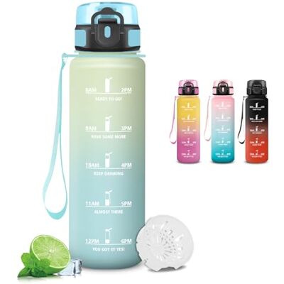 Mujigaga Trinkflasche- 1 liter- Wasserflasche Sport, Trinkflasche Auslaufsicher, Wasserflasche mit Zeitmarkierung, Leicht zu Tragen und zu Reinigen, Flasche für Fahhrad, Büro, Jugendliche, Fitness, Gym Mujigaga Trinkflasche- 1 liter- Wasserflasche Sport, Trinkflasche Auslaufsicher, Wasserflasche mit Zeitmarkierung, Leicht zu Tragen und zu Reinigen, Flasche für Fahhrad, Büro, Jugendliche, Fitness, Gym
