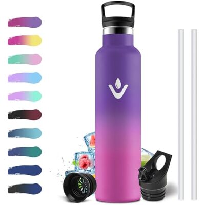 KollyKolla Thermosflasche 1L, Edelstahl Trinkflasche mit Strohhalm, Einhandöffnung, Vakuum Thermosflasche, Kohlensäure Geeignet, BPA-Frei, Isolierte Wasserflasche für Laufen, Fahrrad, Schule, Sprudel, Yoga KollyKolla Thermosflasche 1L, Edelstahl Trinkflasche mit Strohhalm, Einhandöffnung, Vakuum Thermosflasche, Kohlensäure Geeignet, BPA-Frei, Isolierte Wasserflasche für Laufen, Fahrrad, Schule, Sprudel, Yoga