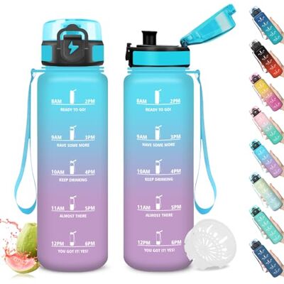 Mujigaga Trinkflasche 500ml, Trinkflasche Auslaufsicher, Wasserflasche mit Zeitmarkierung, Sichere Verriegelung, Flasche mit Schnürung und Uhrzeit, Leicht zu Reinigen, für Fitness, Uni, Büro Mujigaga Trinkflasche 500ml, Trinkflasche Auslaufsicher, Wasserflasche mit Zeitmarkierung, Sichere Verriegelung, Flasche mit Schnürung und Uhrzeit, Leicht zu Reinigen, für Fitness, Uni, Büro