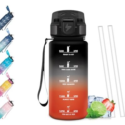 Mulbijeo Trinkflasche, Zeitanreiz, Trinkflasche Kinder 500ML BPA-Frei, Wasserflasche Kohlensäure Geeignet, Wasserflasche mit Strohhalm, Auslaufsicher, Flasche für Joggen, Schule, Büro, Reiten Mulbijeo Trinkflasche, Zeitanreiz, Trinkflasche Kinder 500ML BPA-Frei, Wasserflasche Kohlensäure Geeignet, Wasserflasche mit Strohhalm, Auslaufsicher, Flasche für Joggen, Schule, Büro, Reiten