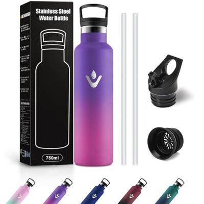 JAPORIA Trinkflasche Edelstahl 750ml, Thermosflasche BPA-Frei, Wasserflasche Kohlensaeure Geeignet, Isolierflasche für Fitness, Schule JAPORIA Trinkflasche Edelstahl 750ml, Thermosflasche BPA-Frei, Wasserflasche Kohlensaeure Geeignet, Isolierflasche für Fitness, Schule