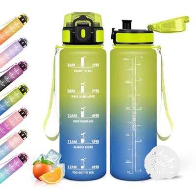 Mulbijeo Trinkflasche, 500ml Auslaufsicher mit Zeitmarkierung, Wasserflasche, Motivierende & mit Filter, Trinkflasche Sport, Trinkflaschen Kohlensäure Geeignet, für Laufen, Radfahren, Sportflasche Mulbijeo Trinkflasche, 500ml Auslaufsicher mit Zeitmarkierung, Wasserflasche, Motivierende & mit Filter, Trinkflasche Sport, Trinkflaschen Kohlensäure Geeignet, für Laufen, Radfahren, Sportflasche