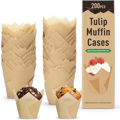 Alyvisun 200 Stück Tulpen Muffinförmchen förmchen Papier, Muffin Förmchen Papier für Cupcakes und Muffins, Nicht Haftende Backförmchen für Zuhause Partys und Bäckereien Alyvisun 200 Stück Tulpen Muffinförmchen förmchen Papier, Muffin Förmchen Papier für Cupcakes und Muffins, Nicht Haftende Backförmchen für Zuhause Partys und Bäckereien