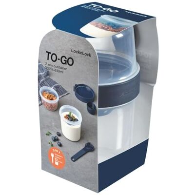 LocknLock Joghurtbecher to go mit Göffel, 310ml + 560 ml Müslibecher to go mit Unterteilung, für Joghurt und Müsli, Cornflakes Becher, Spülmaschinenfest, Mikrowellengeeignet LocknLock Joghurtbecher to go mit Göffel, 310ml + 560 ml Müslibecher to go mit Unterteilung, für Joghurt und Müsli, Cornflakes Becher, Spülmaschinenfest, Mikrowellengeeignet