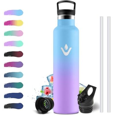 KollyKolla Trinkflasche Edelstahl 1 Liter, Thermosflasche mit Strohhalm, Thermoskanne Auslaufsicher, BPA-Frei, Einhandöffnung, Kohlensäure Geeignet, Wasserflasche für Sport, Laufen, Fahrrad, Sprudel, Yoga KollyKolla Trinkflasche Edelstahl 1 Liter, Thermosflasche mit Strohhalm, Thermoskanne Auslaufsicher, BPA-Frei, Einhandöffnung, Kohlensäure Geeignet, Wasserflasche für Sport, Laufen, Fahrrad, Sprudel, Yoga