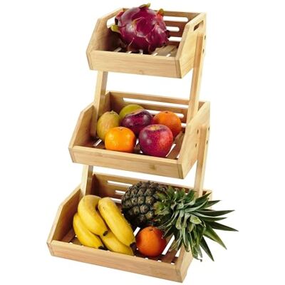 Relaxdays Obst Etagere Bambus, HxBxT: 49 x 30 x 25 cm, Korbetagere für Obst, Gemüse & Gebäck, Obstschale Küche, Natur Relaxdays Obst Etagere Bambus, HxBxT: 49 x 30 x 25 cm, Korbetagere für Obst, Gemüse & Gebäck, Obstschale Küche, Natur