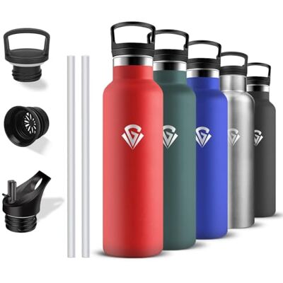 Grsta Trinkflasche Edelstahl, Wasserflasche 750ml, BPA-Frei, Thermosflasche mit Strohhalm, Isolierflasche Doppelwandig, Wasserflasche Metall, Trinkflasche Sport, Flasche für Wandern, Fitness, Yoga, Camping Grsta Trinkflasche Edelstahl, Wasserflasche 750ml, BPA-Frei, Thermosflasche mit Strohhalm, Isolierflasche Doppelwandig, Wasserflasche Metall, Trinkflasche Sport, Flasche für Wandern, Fitness, Yoga, Camping